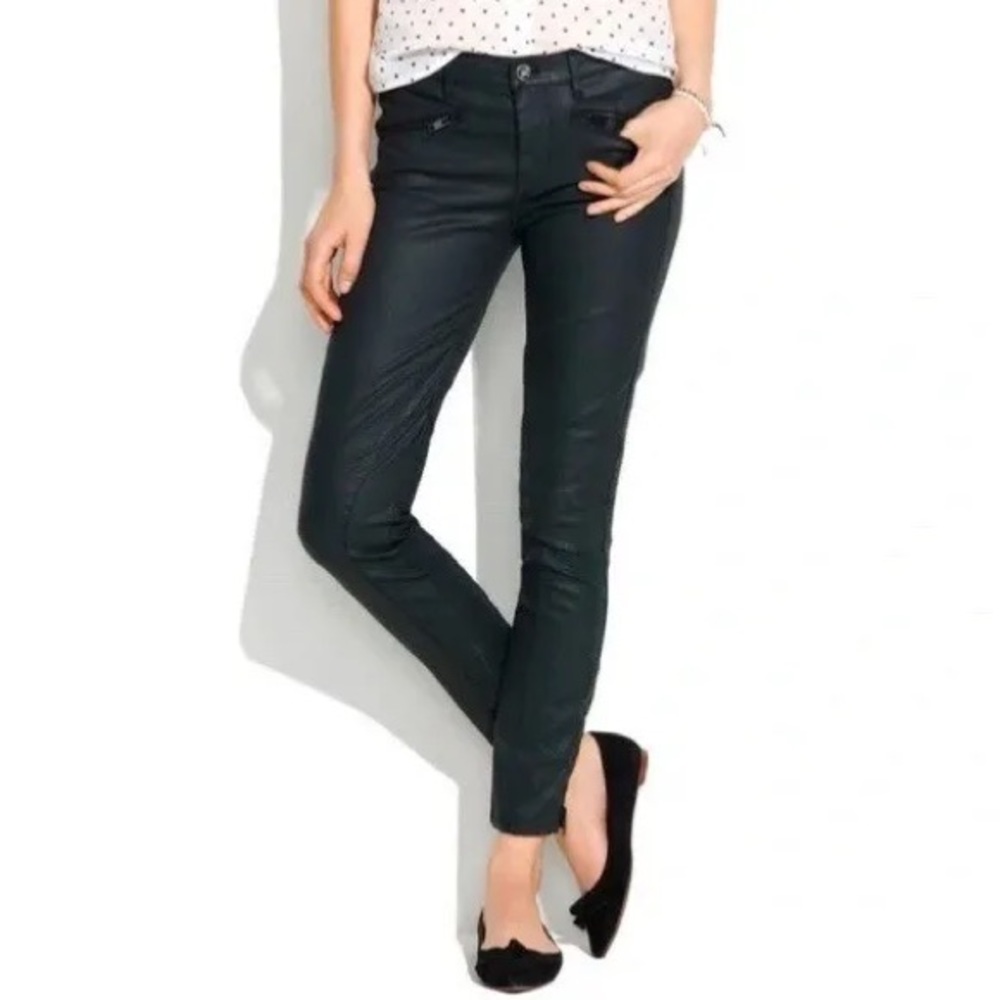 Madewell Jeans Madewell 03709 Skinny Ankle Coated Motorcycle Zip Jeans Size 27